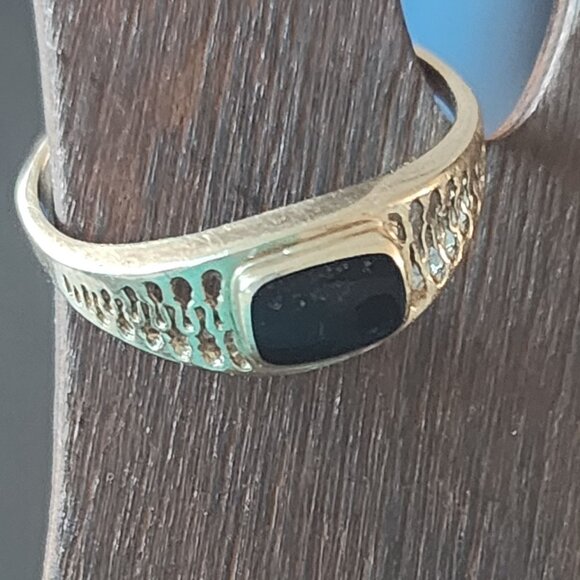 Vintage 14KT Gold and Black Onyx Ring Custom Made in Holland-Women's Size 9 1/4 - Picture 6 of 10